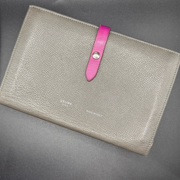 CELINE Long Wallet (Gray Fuchsia Pebbled Leather) S-PG-4196 - Picture 1 of 4